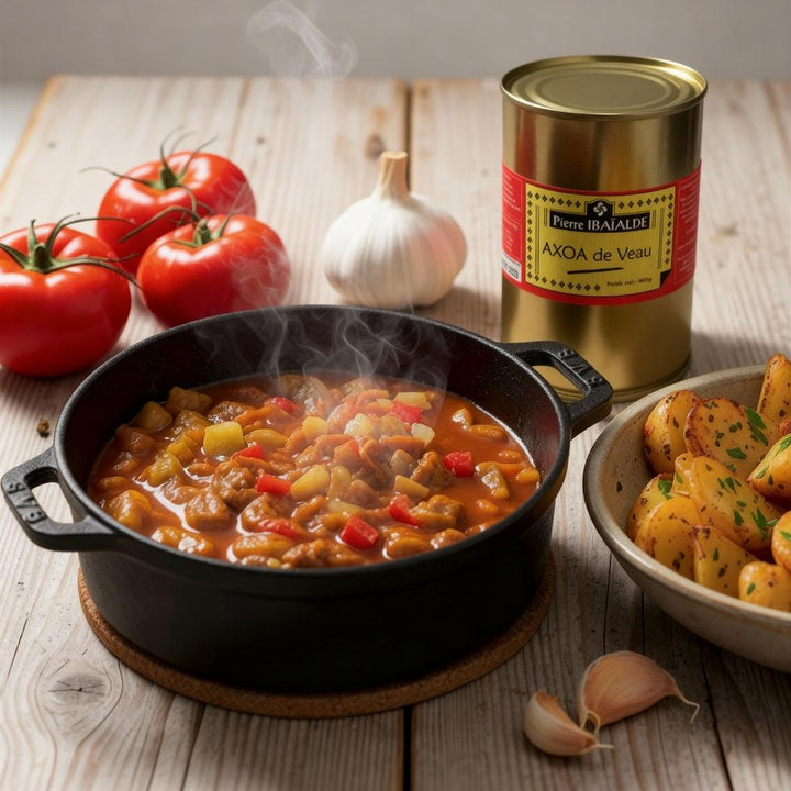 Axoa de veau basque artisanal – plat cuisiné traditionnel du Pays Basque signé Pierre Ibaialde à Bayonne