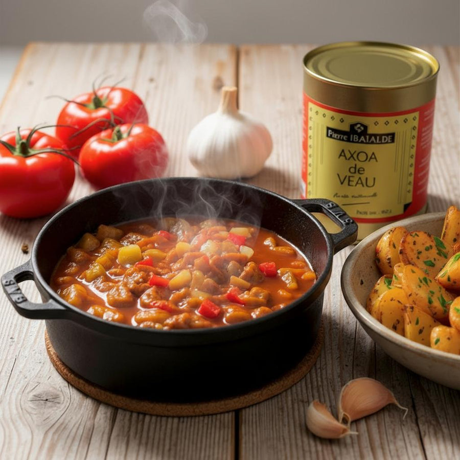 Axoa de veau basque – spécialité traditionnelle du Pays Basque préparée par Pierre Ibaialde à Bayonne