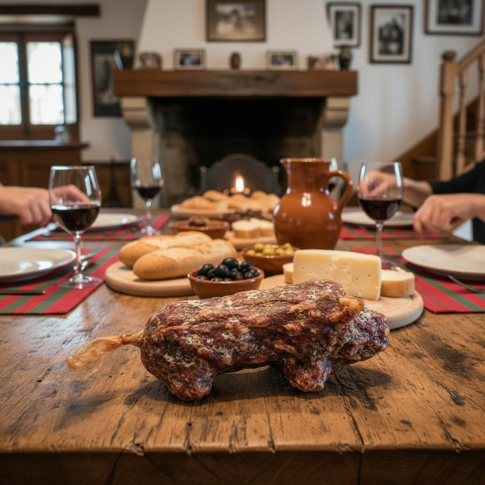 Le Cochisson Txerri Ttikia – saucisson basque artisanal tranché, spécialité du Pays Basque signée Pierre Ibaialde à Bayonne