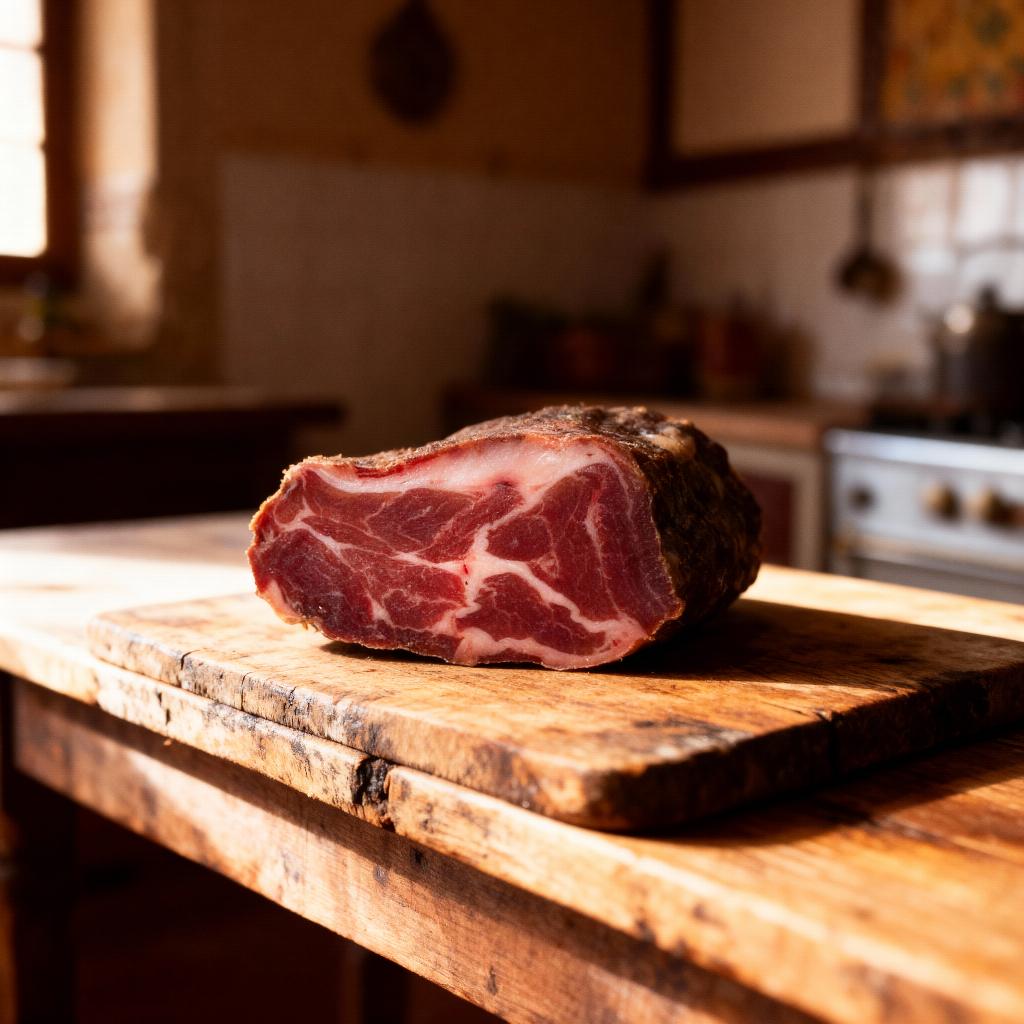 Coppa basque morceau 500 g minimum – charcuterie artisanale du Pays Basque préparée par Pierre Ibaialde à Bayonne