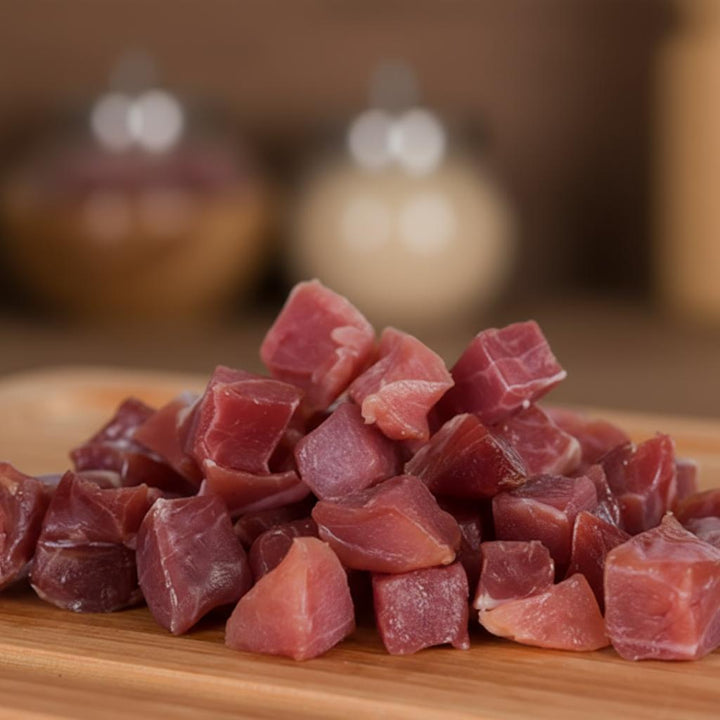 Dés de jambon basque 120 g – jambon artisanal emballé, préparé par Pierre Ibaialde à Bayonne