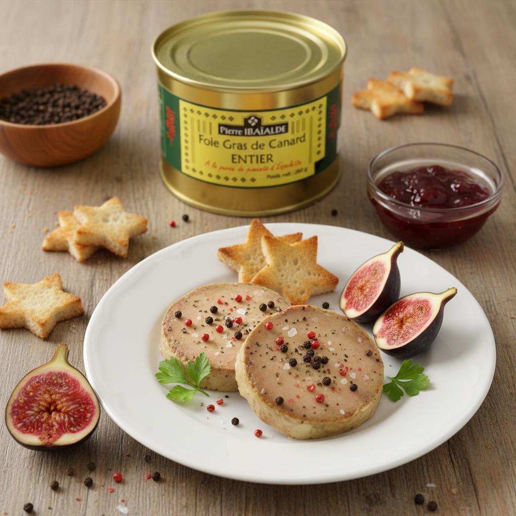 Foie gras basque au piment d’Espelette servi à l’assiette – recette artisanale de Pierre Ibaialde à Bayonne