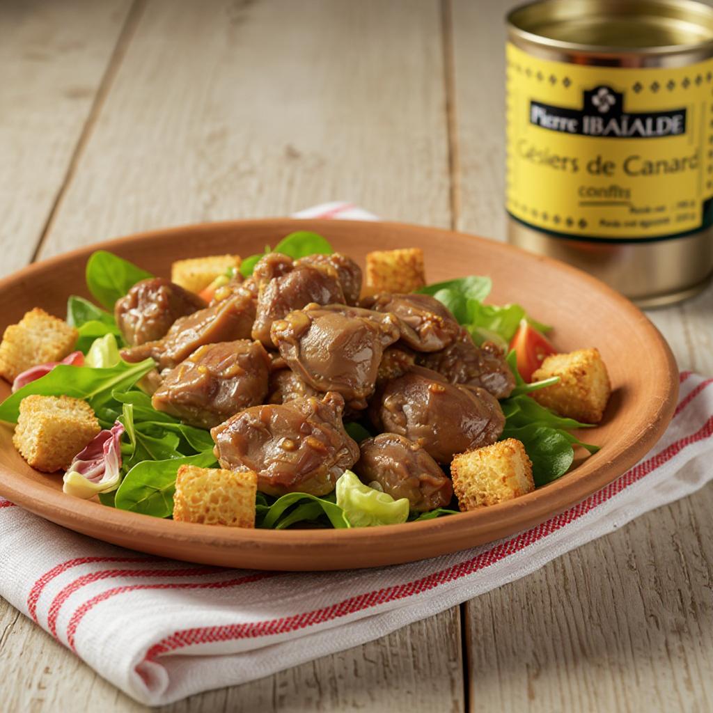 Gésiers de canard confits – spécialité basque artisanale préparée par Pierre Ibaialde à Bayonne