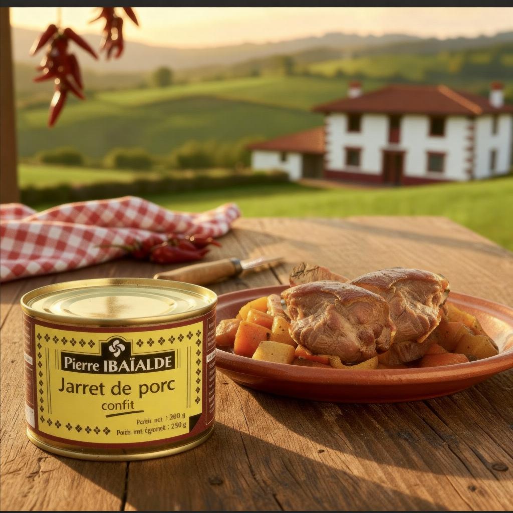 Jarret de porc basque 380 g – spécialité artisanale du Pays Basque préparée par Pierre Ibaialde à Bayonne