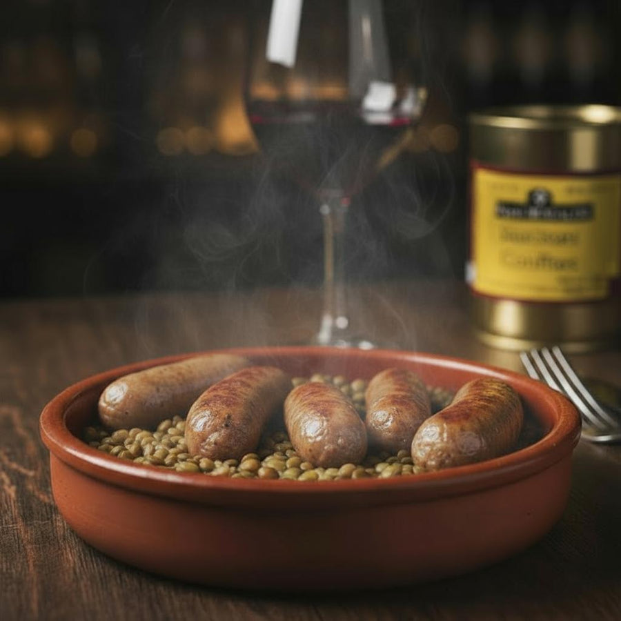 Saucisses confites 380 g – spécialité basque artisanale préparée par Pierre Ibaialde à Bayonne